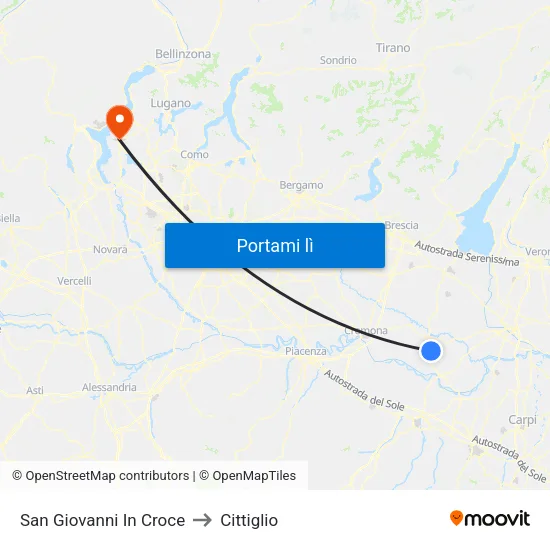 San Giovanni In Croce to Cittiglio map