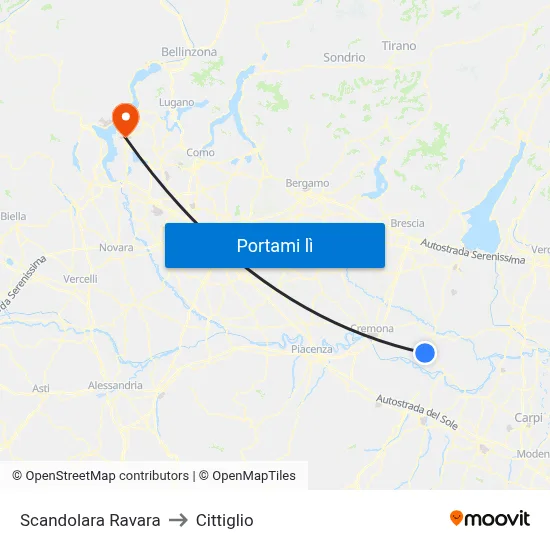 Scandolara Ravara to Cittiglio map