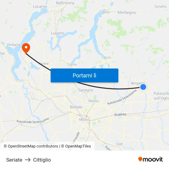 Seriate to Cittiglio map