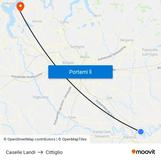 Caselle Landi to Cittiglio map
