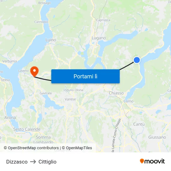 Dizzasco to Cittiglio map