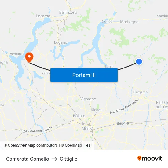 Camerata Cornello to Cittiglio map