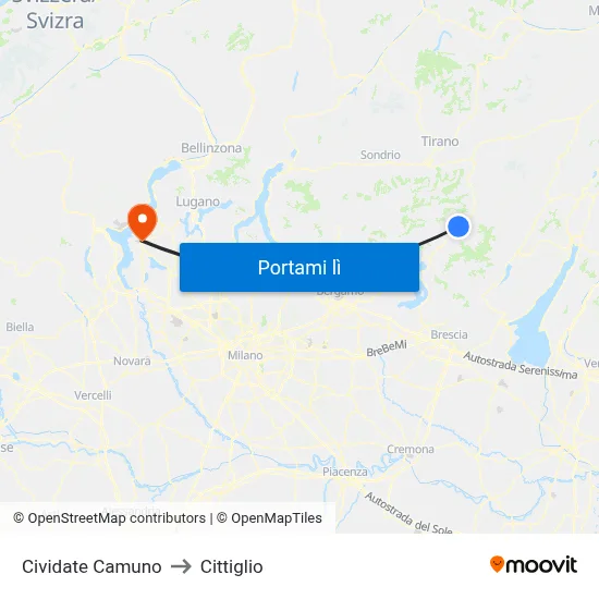 Cividate Camuno to Cittiglio map