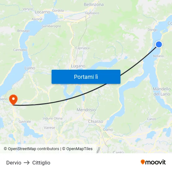 Dervio to Cittiglio map