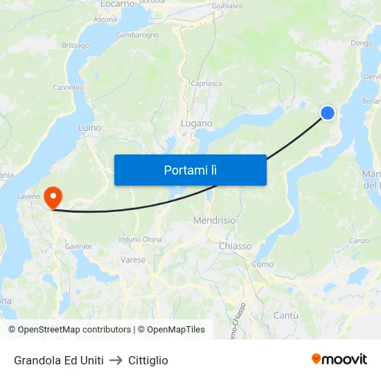 Grandola Ed Uniti to Cittiglio map