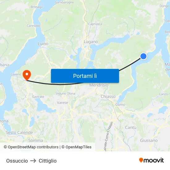 Ossuccio to Cittiglio map