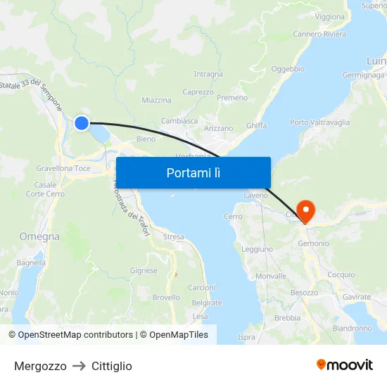 Mergozzo to Cittiglio map