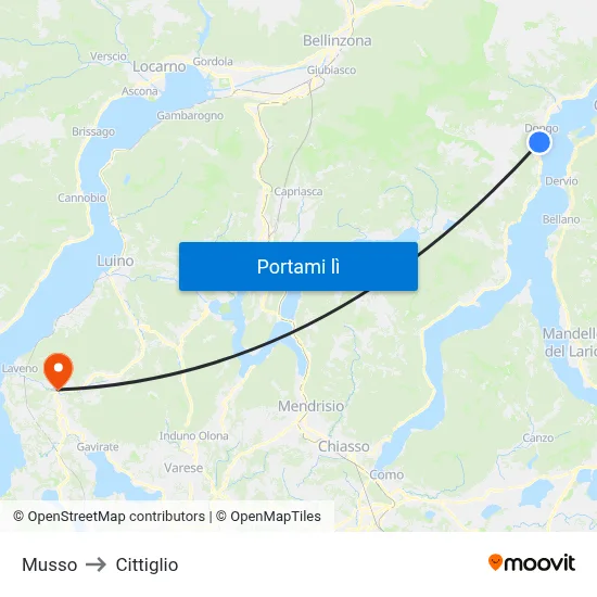 Musso to Cittiglio map