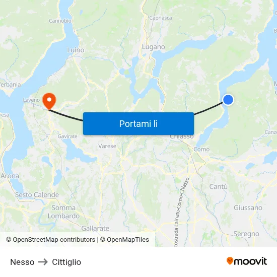 Nesso to Cittiglio map