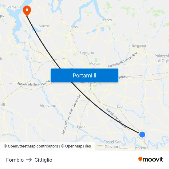 Fombio to Cittiglio map
