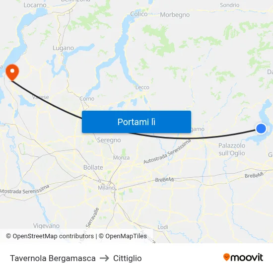 Tavernola Bergamasca to Cittiglio map