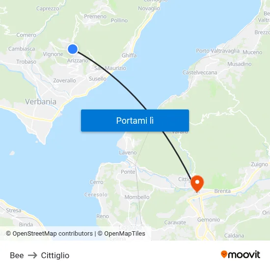 Bee to Cittiglio map