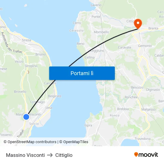 Massino Visconti to Cittiglio map