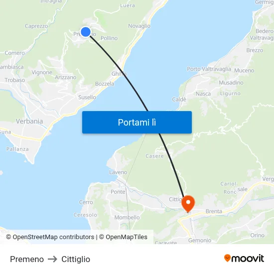 Premeno to Cittiglio map