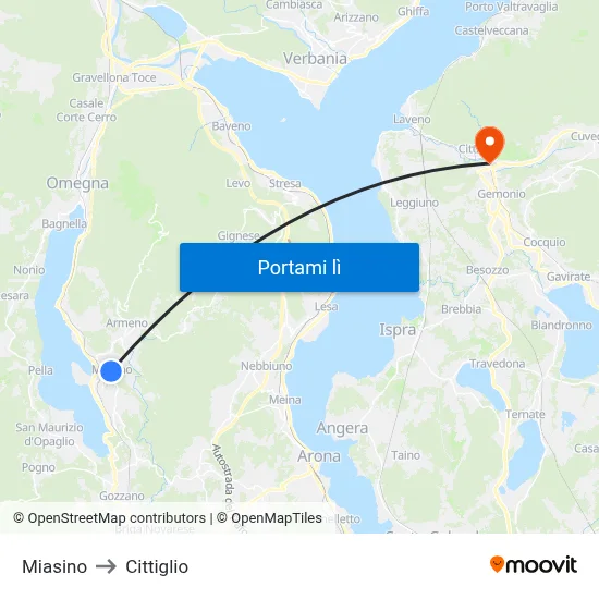 Miasino to Cittiglio map
