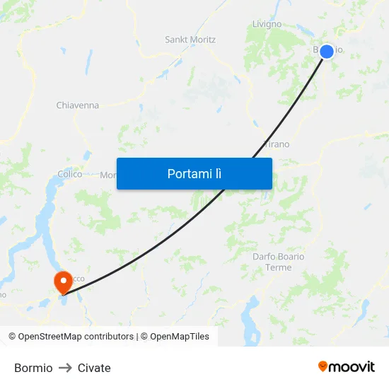 Bormio to Civate map