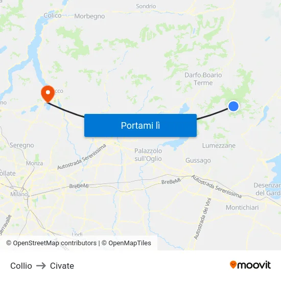 Collio to Civate map