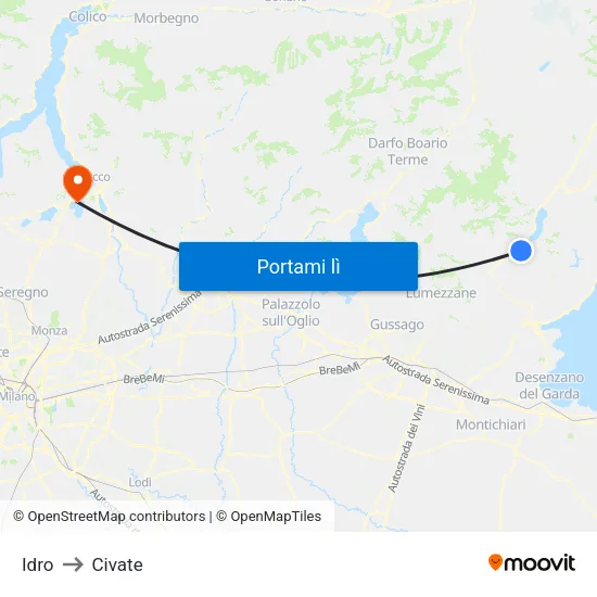 Idro to Civate map