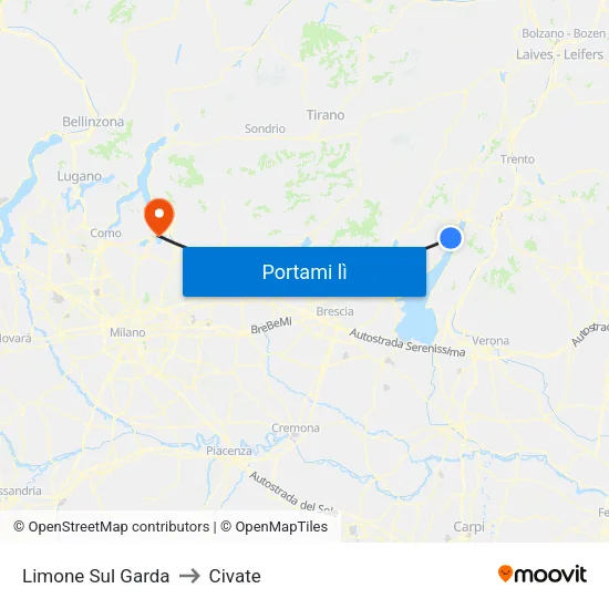 Limone Sul Garda to Civate map