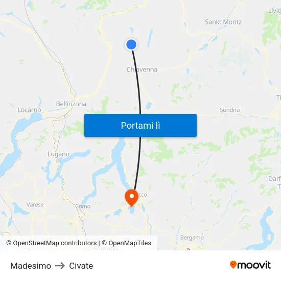 Madesimo to Civate map