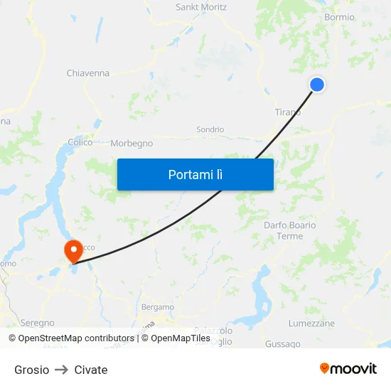 Grosio to Civate map