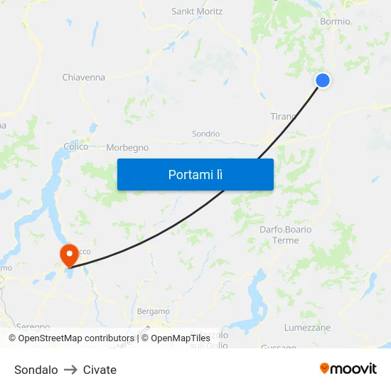 Sondalo to Civate map