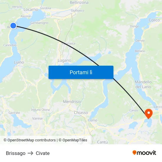 Brissago to Civate map