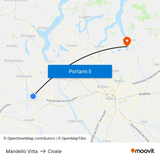 Mandello Vitta to Civate map