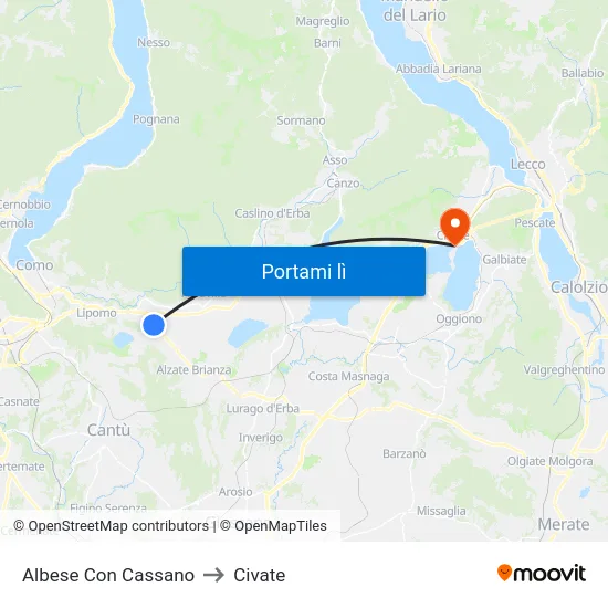Albese Con Cassano to Civate map