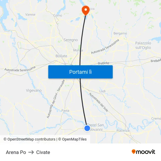 Arena Po to Civate map