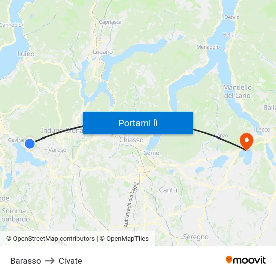 Barasso to Civate map