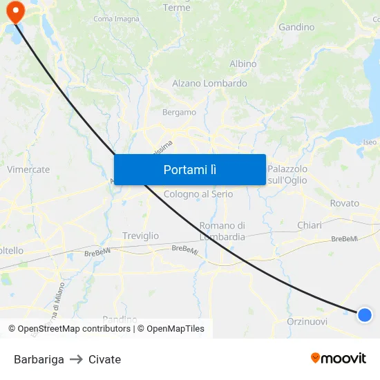 Barbariga to Civate map
