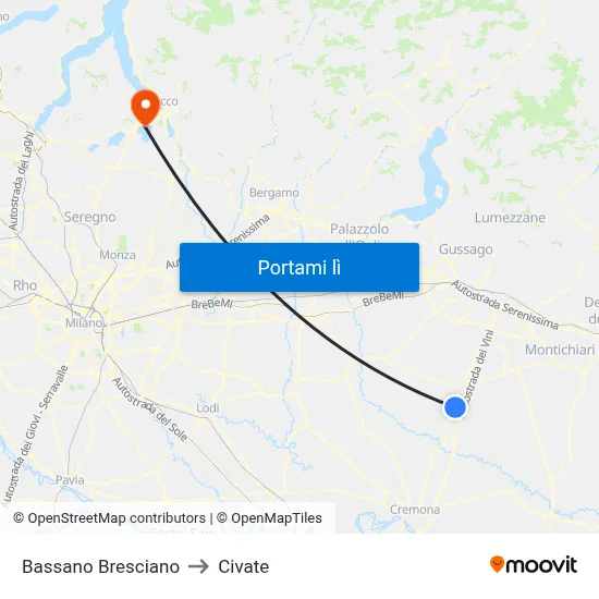 Bassano Bresciano to Civate map