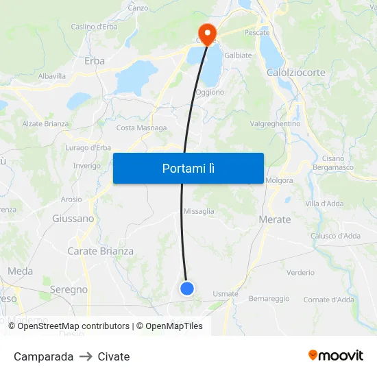 Camparada to Civate map