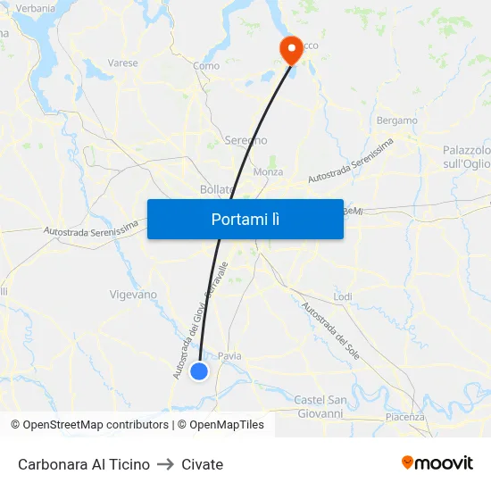 Carbonara Al Ticino to Civate map