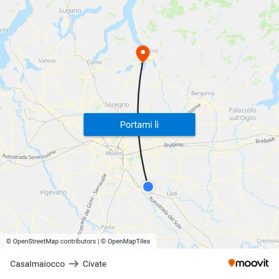 Casalmaiocco to Civate map