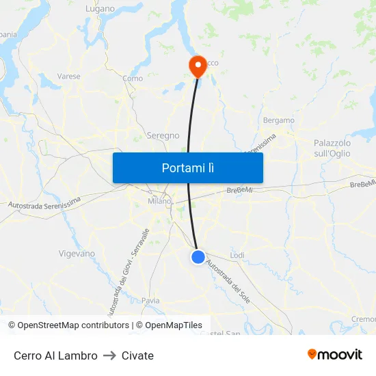 Cerro Al Lambro to Civate map