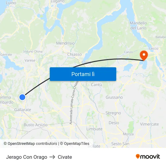 Jerago Con Orago to Civate map
