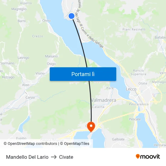 Mandello Del Lario to Civate map