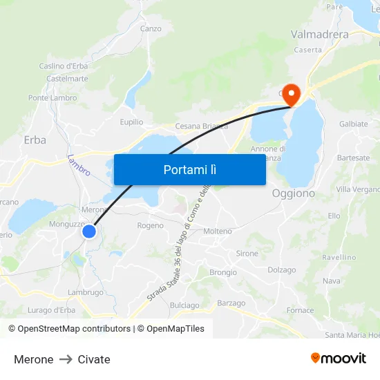 Merone to Civate map