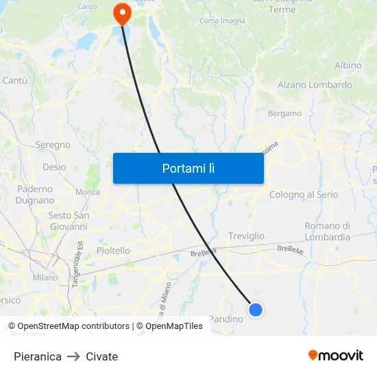 Pieranica to Civate map
