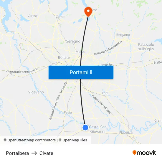 Portalbera to Civate map