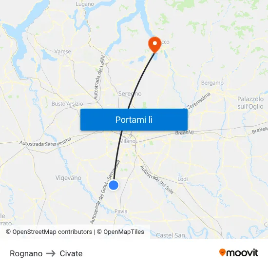 Rognano to Civate map