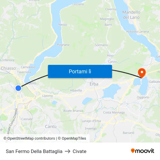 San Fermo Della Battaglia to Civate map