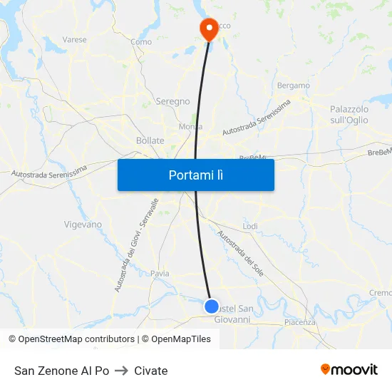 San Zenone Al Po to Civate map