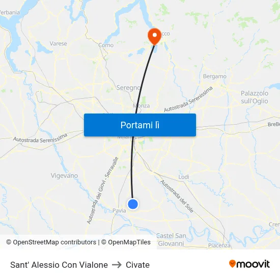 Sant' Alessio Con Vialone to Civate map