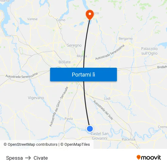 Spessa to Civate map