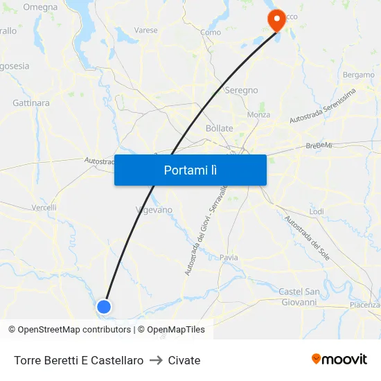 Torre Beretti E Castellaro to Civate map