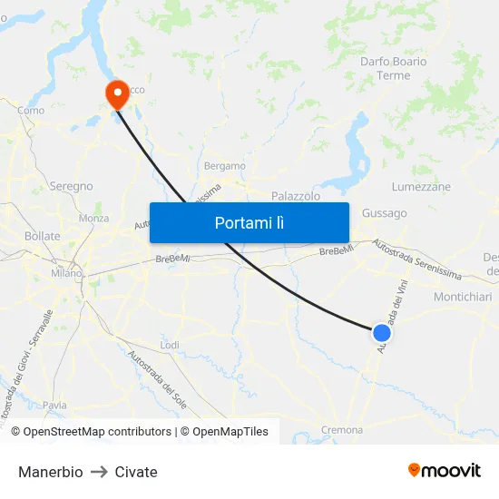 Manerbio to Civate map