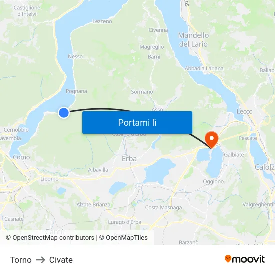 Torno to Civate map